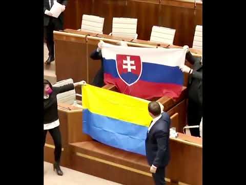 Ukrainian Flag disrespected at Slovak Parliament. Hit that subscribe button &amp; Share.